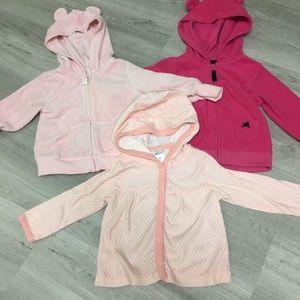 2 Carters zip ups and 1 button up 9 months